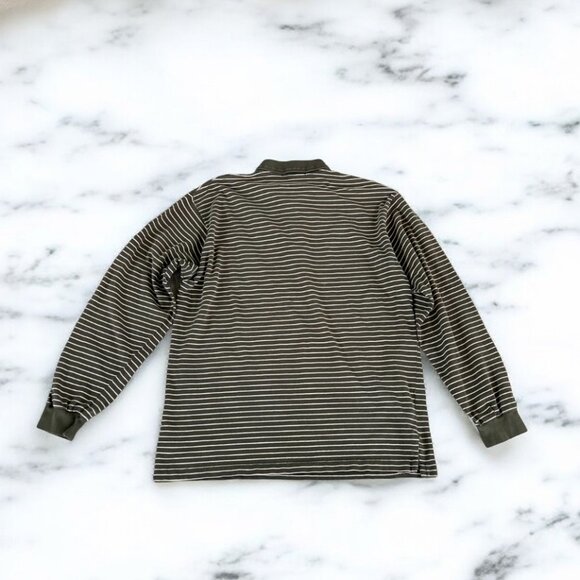 Ralph Lauren Men's Size Large Green Striped Polo Shirt Long Sleeves Cotton - Picture 6 of 9